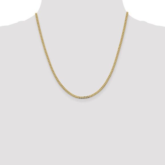 2.3mm 14k Yellow Gold Beveled Solid Curb Chain Necklace, 20 Inch